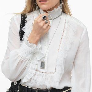 NEW ZARA Contrast Yoke Shirt Limited Edition Blouses Size S